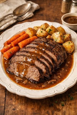 Klassisk grytestek i slow cooker (med skivet chuck steak)