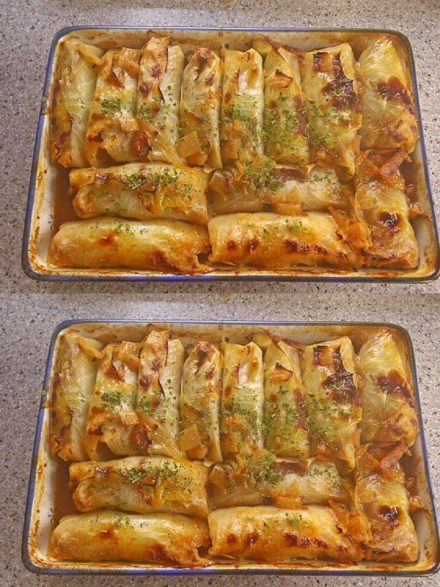 Oppskrift på deilig fylt kålgryte stekt i ovnen