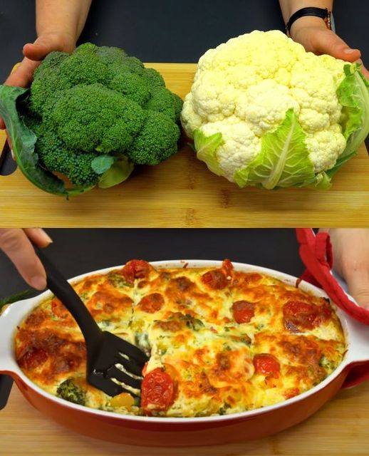 🥦✨ Brokkoli- og blomkålgrateng i kremet parmesansaus – En lett og deilig ovnsrett