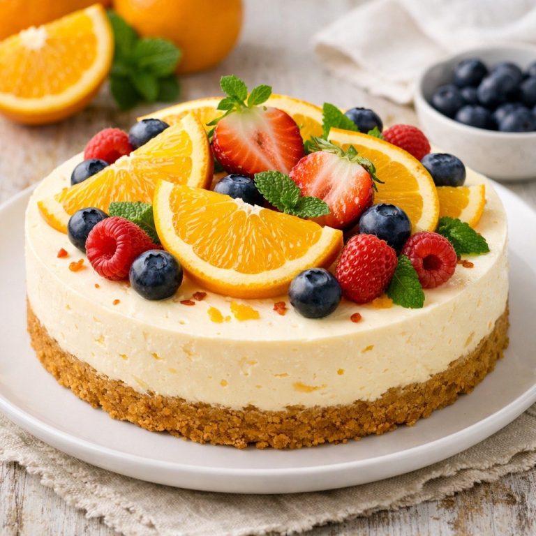 Appelsinostekake med frisk topping